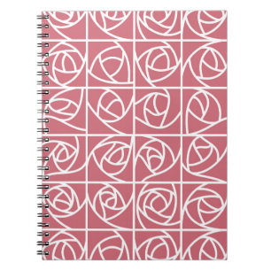 Carnet Carrés Roses Art Déco Stylisé rose floral
