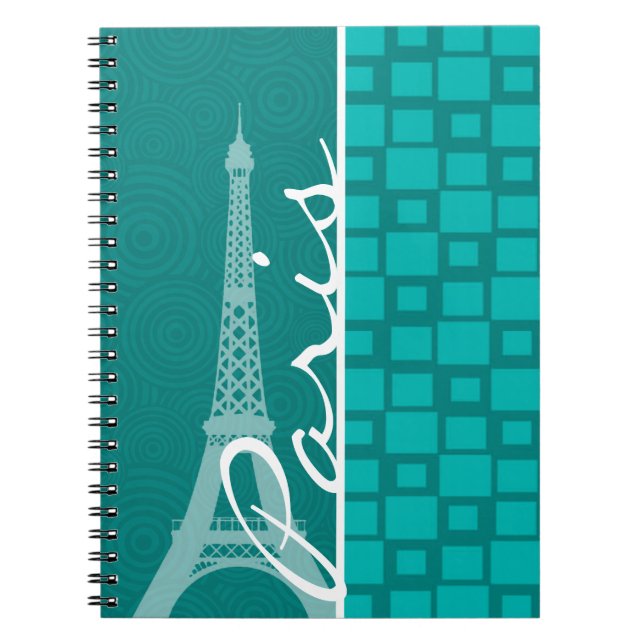 Carnet Carrés turquoise ; Paris (Devant)