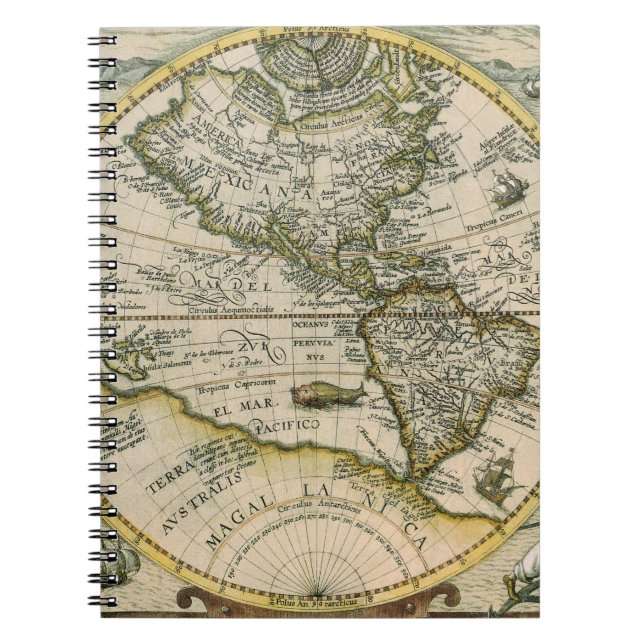 Carnet Carte Ancienne, 1596, America Sive Novus Orbis (Devant)