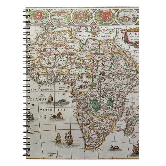Carnet Carte ancienne du monde de l'Afrique par Blaeu, ve (Devant)