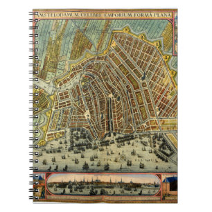 Carnet Carte antique de la rue d'Amsterdam, Pays-Bas