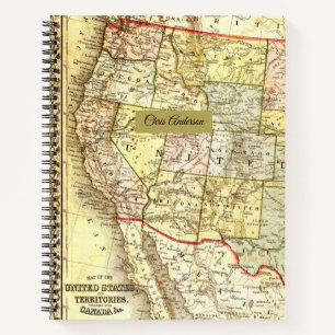 Carnet Carte antique des États-Unis