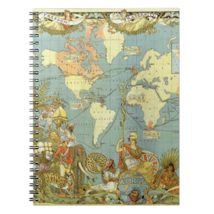 Carnet Carte antique du monde de l'Empire britannique, 18