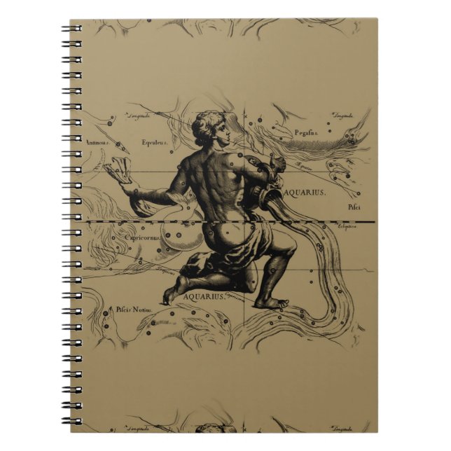 Carnet Carte Aquarius Constellation Hevelius 1690 sur Tau (Devant)