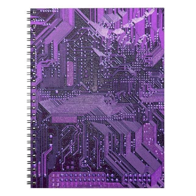 Carnet Carte Cyber Circuit Purple Tech Art Electronique (Devant)
