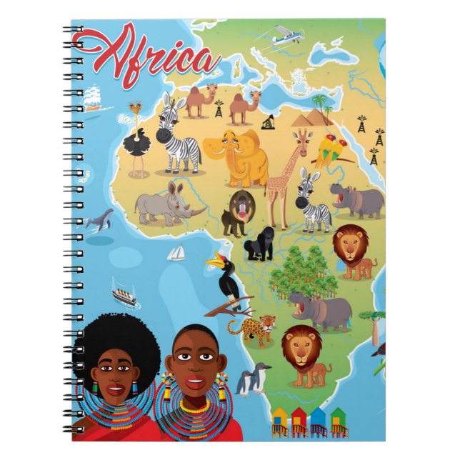 Carnet Carte de bande dessinée de l'Afrique (Devant)