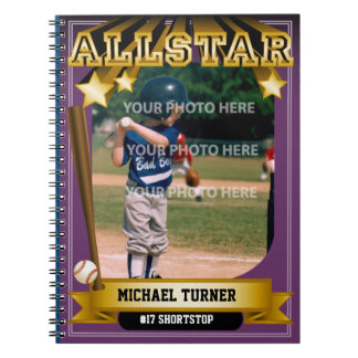 Carnet Carte de base-ball pourpre d'ALLSTAR