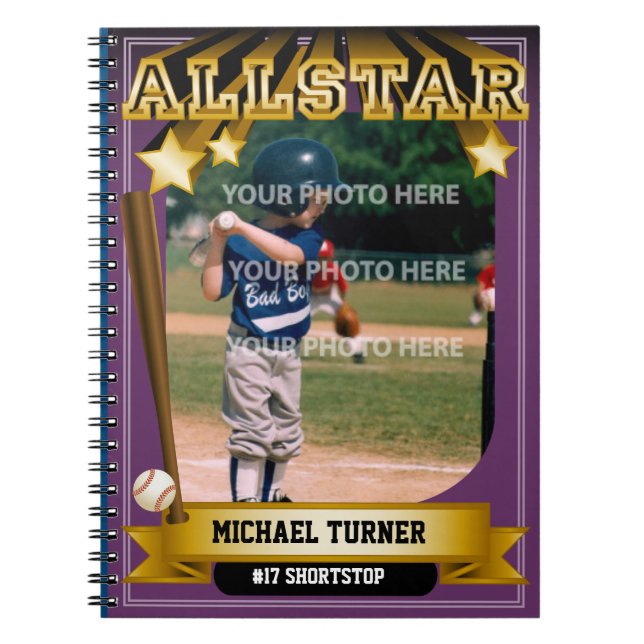 Carnet Carte de baseball violette ALLSTAR (Devant)