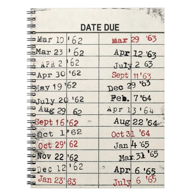 Carnet Carte de bibliothèque rétro (Devant)