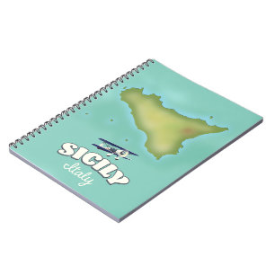 Carnet Carte de la Sicile Italie style vintage