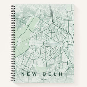 Carnet Carte de la ville de New Delhi, design minimaliste