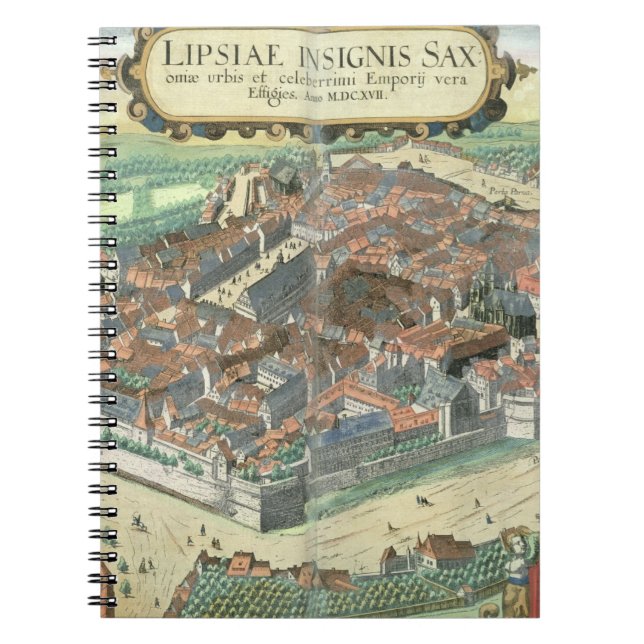 Carnet Carte de Leipzig, de "Civitates Orbis Terrarum" (Devant)