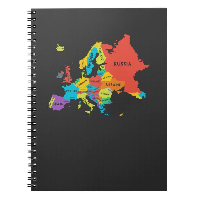 Carnet Carte de l'Europe avec les noms de pays Géographie (Devant)