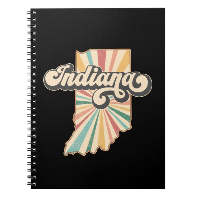 Carnet Carte de l'Indiana Retro | Conception de l'état vi (Devant)