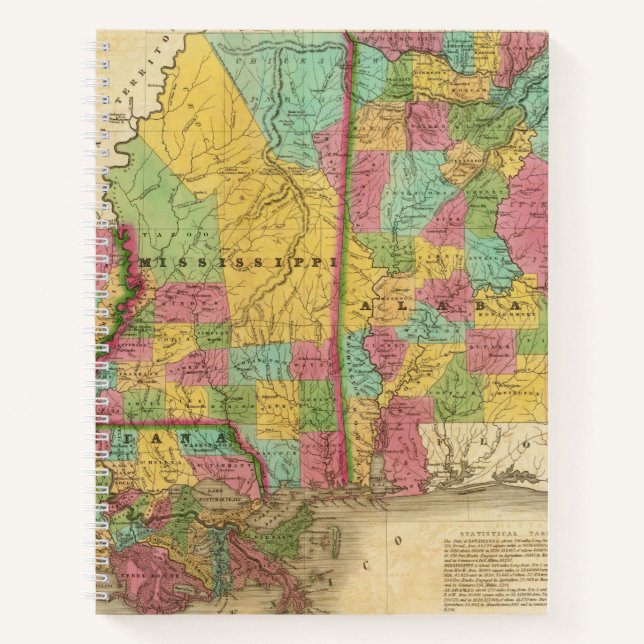 Carnet Carte de Louisiane Mississippi Et Alabama (Devant)