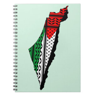 Carnet Carte de Palestine avec drapeau et Motif Keffiyeg