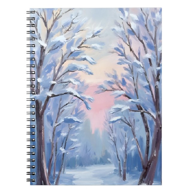 Carnet Carte de peinture à l'aquarelle de la forêt enneig (Devant)