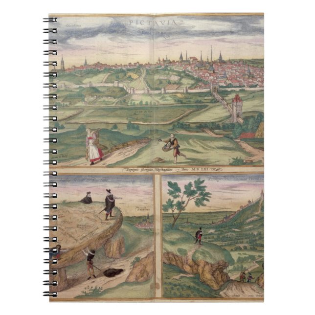 Carnet Carte de Poitiers, de "Civitates Orbis Terrarum" b (Devant)