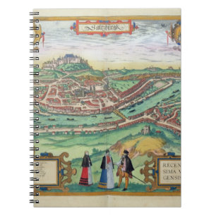 Carnet Carte de Salzbourg, de "Civitates Orbis Terrarum"