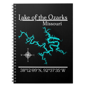 Carnet Carte des coordonnées du lac des Ozarks Missouri