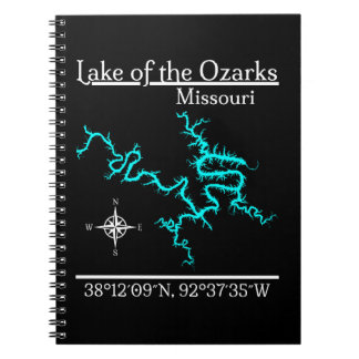 Carnet Carte des coordonnées du lac des Ozarks Missouri