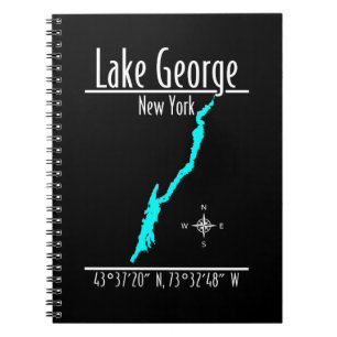 Carnet Carte des coordonnées du rivage du lac George, New