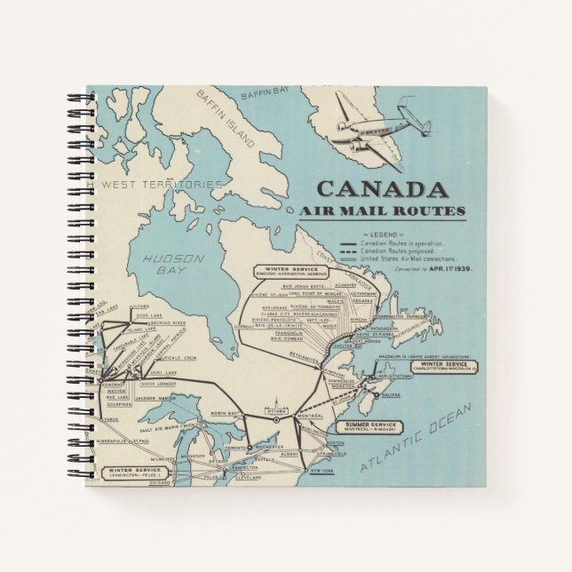Carnet Carte du Canada - Routes aériennes du Canada (Devant)