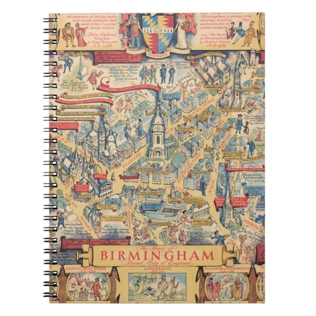 Carnet Carte du coeur de Birmingham, Angleterre (Devant)