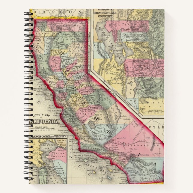 Carnet Carte Du Comté De Californie (Devant)