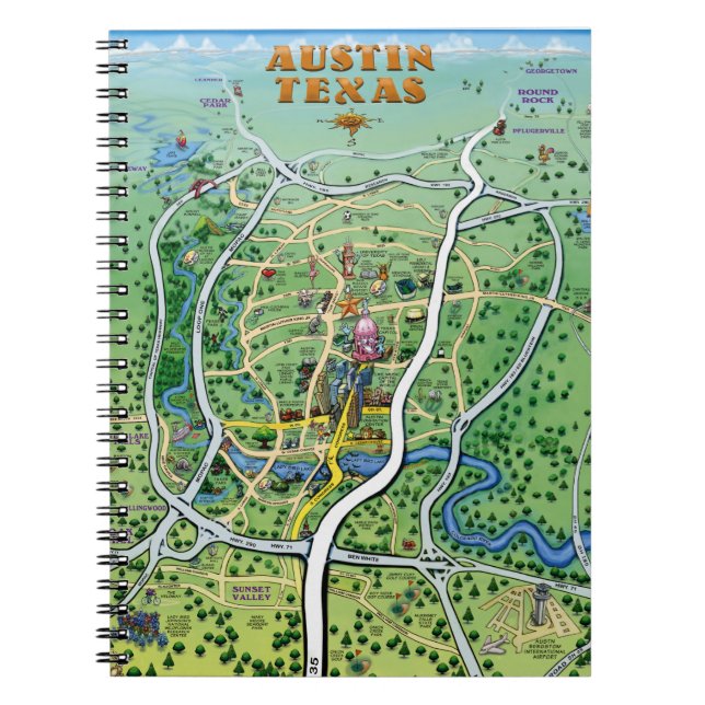 Carnet Carte du dessin animé Austin Texas (Devant)