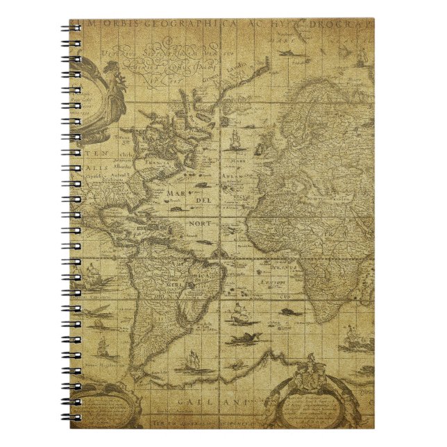 Carnet Carte du monde 1635 : Style Vintage (Devant)