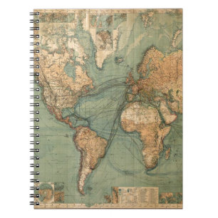 Carnet Carte du monde antique vintage