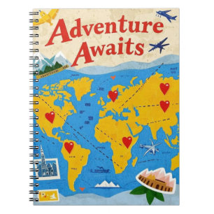 Carnet Carte du monde avec épingles et points de repère