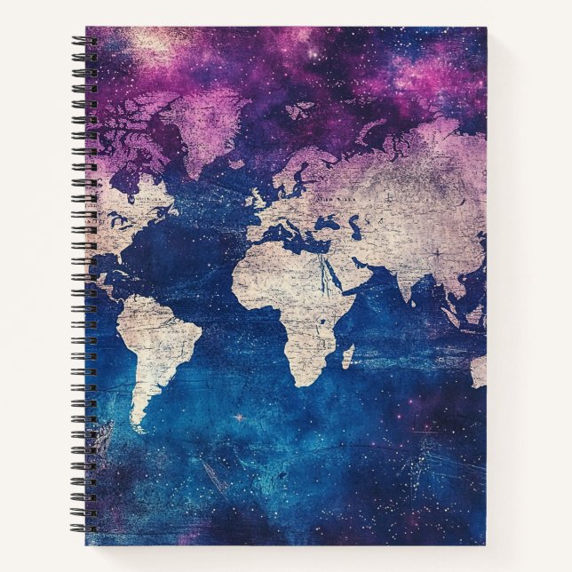 Carnet Carte du monde céleste violette de la Renaissance (Devant)