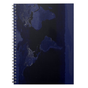 Carnet Carte du monde de la Terre Ville Lumières de nuit