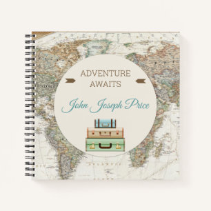 Carnet Carte du monde de voyage moderne Aventure vous att