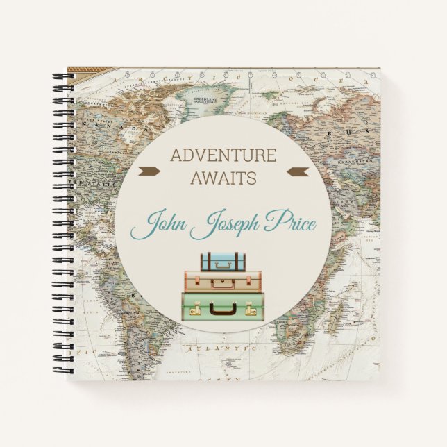 Carnet Carte du monde de voyage moderne Aventure vous att (Devant)