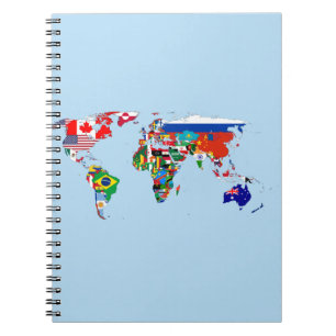 Carnet Carte du monde des drapeaux Spiral Photo Notebook