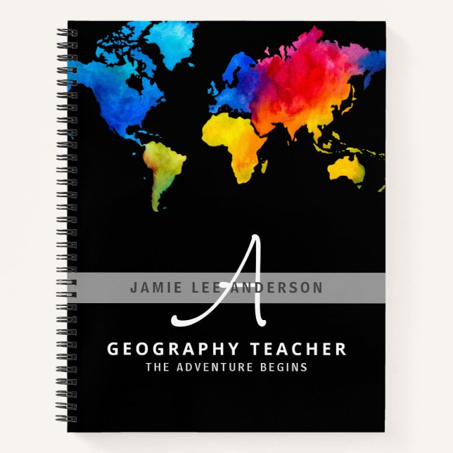 Carnet Carte du monde GEOGRAPHIE ENSEIGNANT Monogramme Jo (Devant)