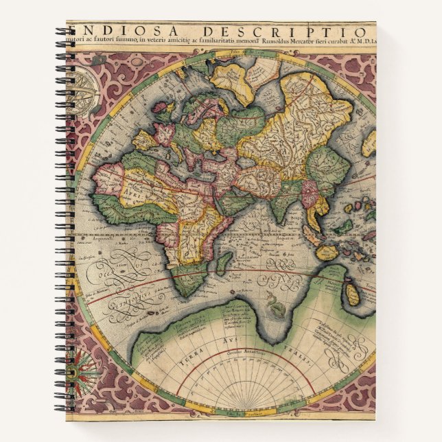 Carnet Carte du monde vintage 1609 (Devant)