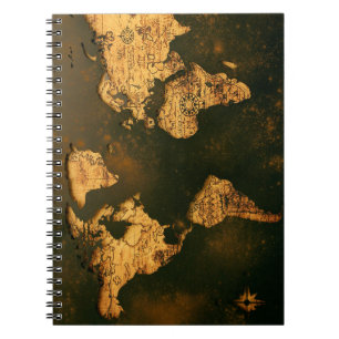 Carnet Carte du monde vintage Art de cartographie antique