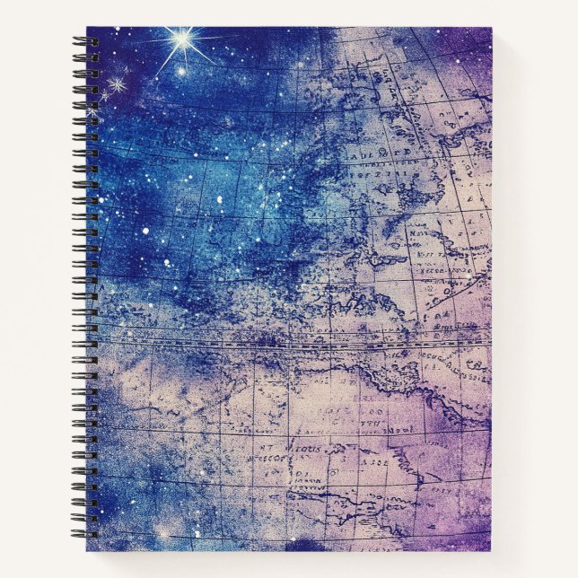 Carnet Carte du monde vintage violet céleste (14) (Devant)