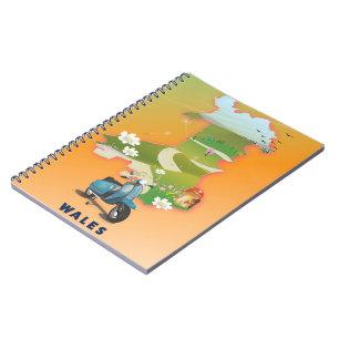 Carnet Carte du Pays de Galles affiche de voyage vintage