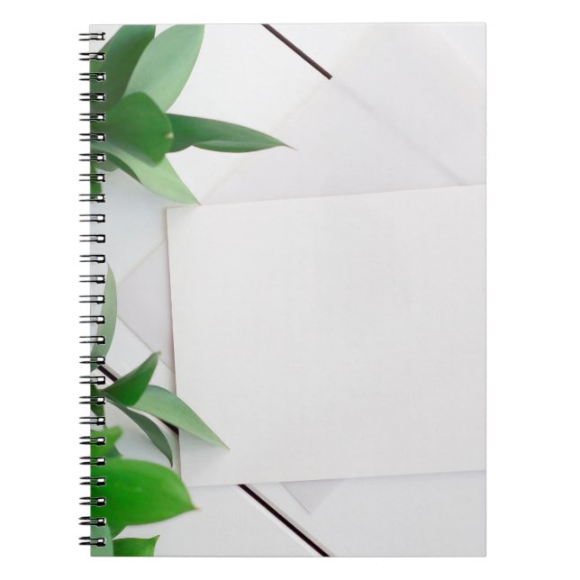 Carnet Carte feuille Arrière - plan bois blanc (Devant)