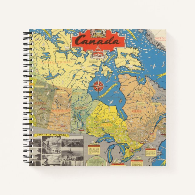 Carnet Carte graphique du Canada - Points de repère (Devant)