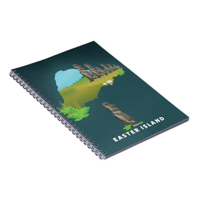 Carnet Carte illustrée de l'île de Pâques affiche de voya (Côté Droit)