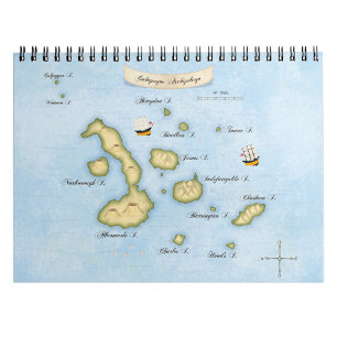 Carnet Carte Nautique De L'Archipel Des Galapagos Avec Na