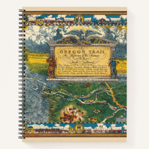 Carnet Carte restaurée du sentier de l'Oregon vintage 193