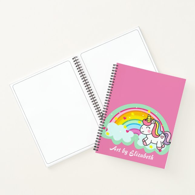 Carnet Carte rose unicorne Rainbow Name Esquisse (Intérieur)