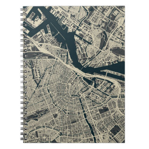 Carnet Carte vintage Amsterdam : Rétro minimaliste